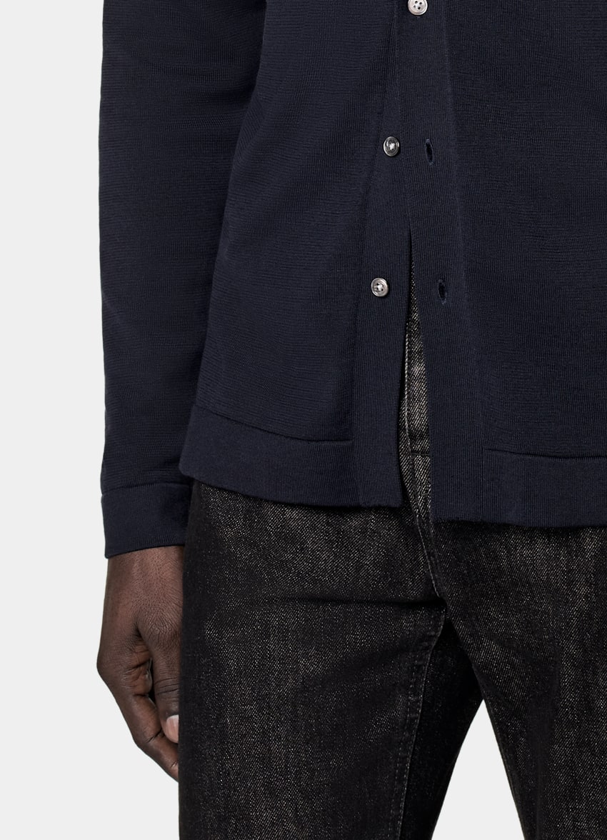 Navy Long Sleeve Polo Cardigan