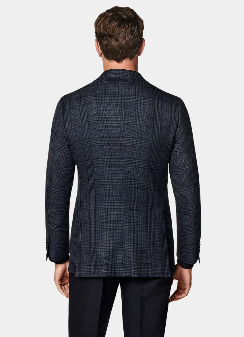 Navy Checked Tailored Fit Havana Blazer