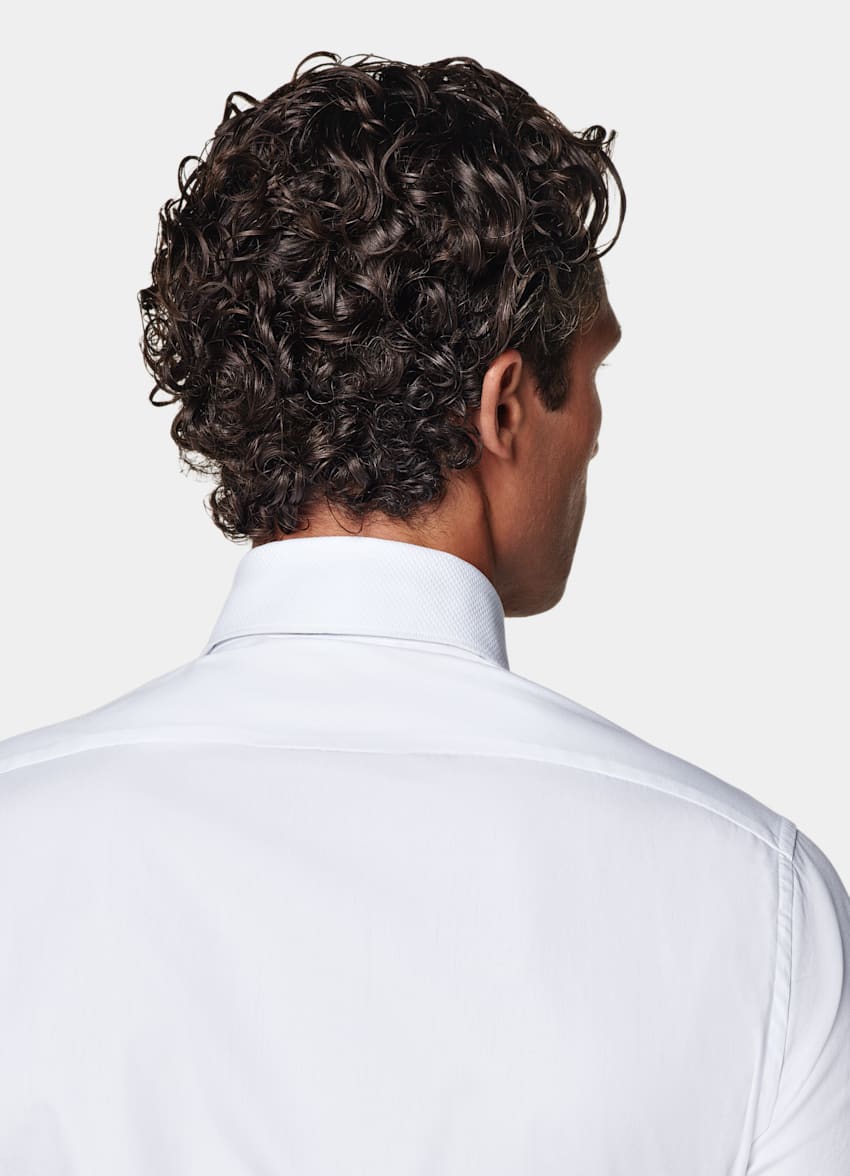 White Piqué Tailored Fit Tuxedo Shirt