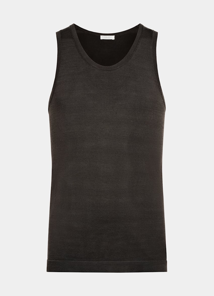 Dark Brown Knitted Tank Top