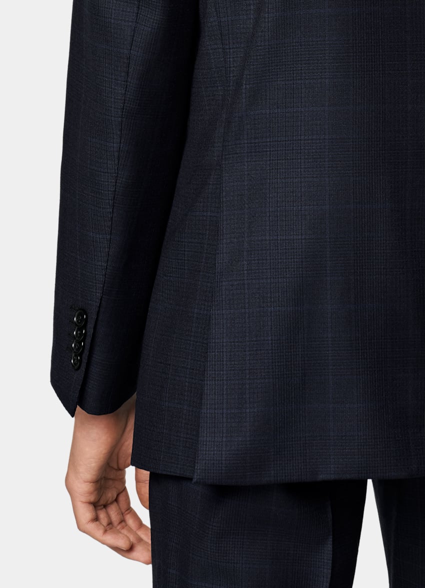 Navy Checked Tailored Fit Havana Suit