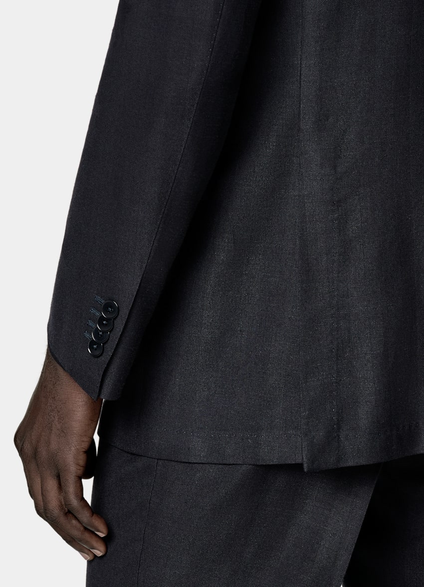 Navy Herringbone Tailored Fit Havana Suit
