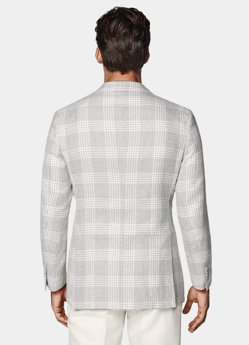 Light Grey Checked Tailored Fit Havana Blazer