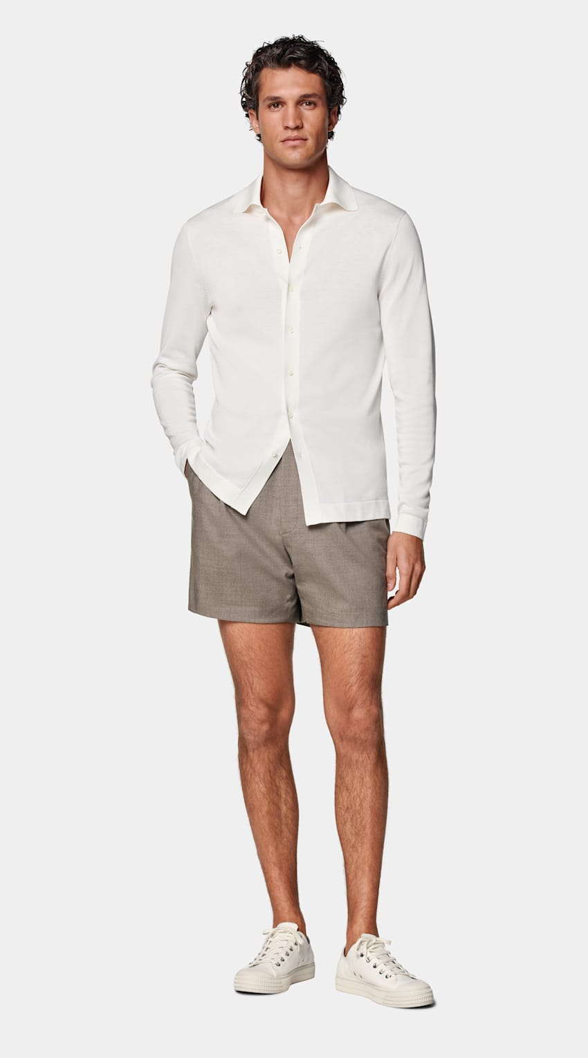 Off-White Long Sleeve Polo Cardigan