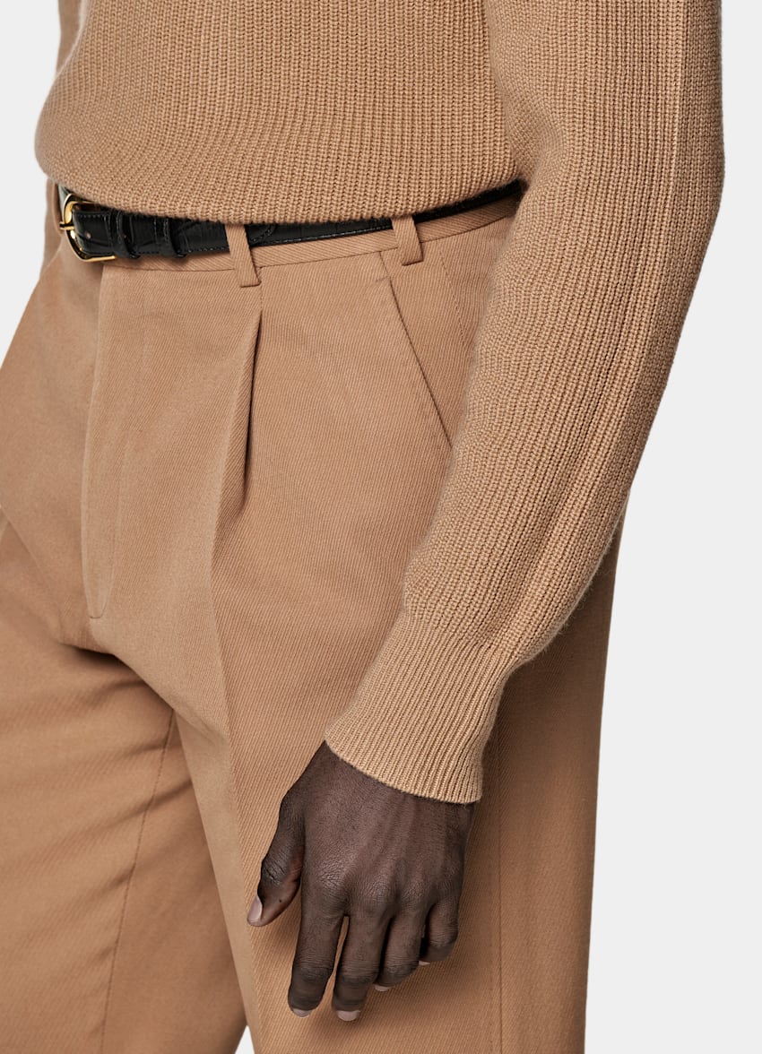 Mid Brown Ribbed Half Zip