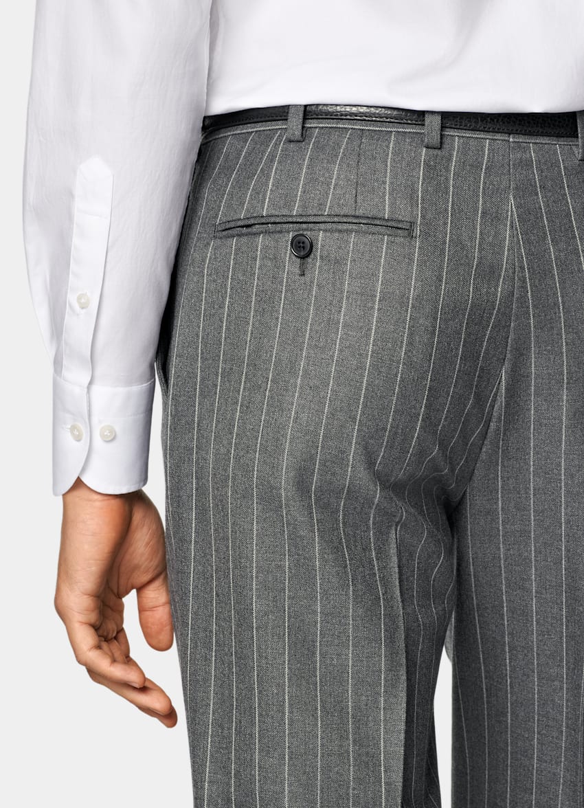 Mid Grey Striped Tailored Fit Milano Suit