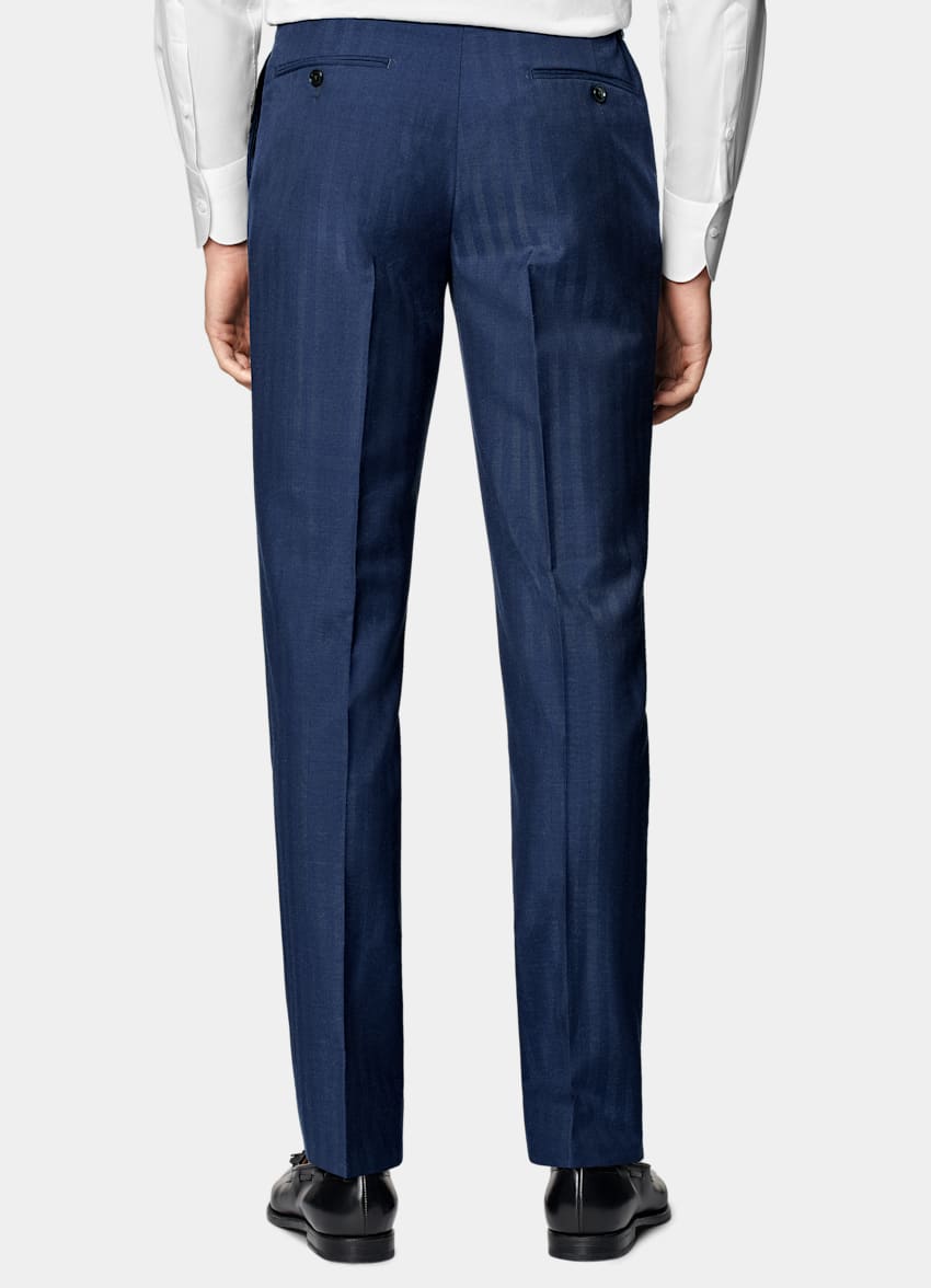 Mid Blue Herringbone Perennial Tailored Fit Havana Suit