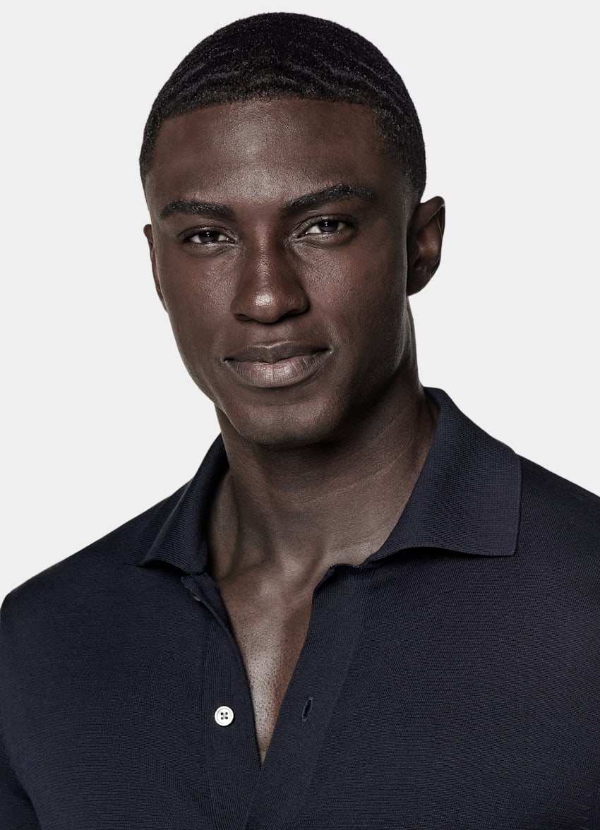 Navy Long Sleeve Polo Cardigan