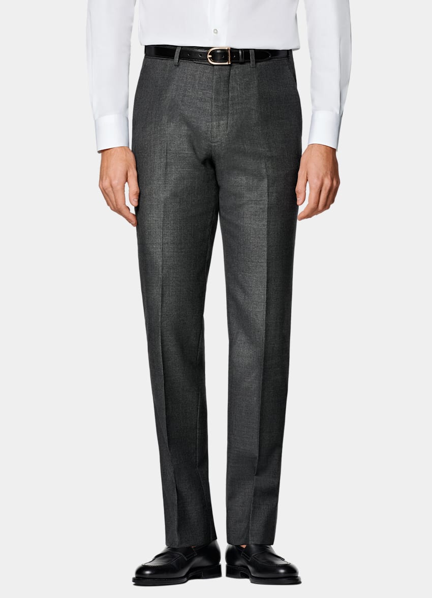 Dark Grey Slim Leg Straight Suit Pants