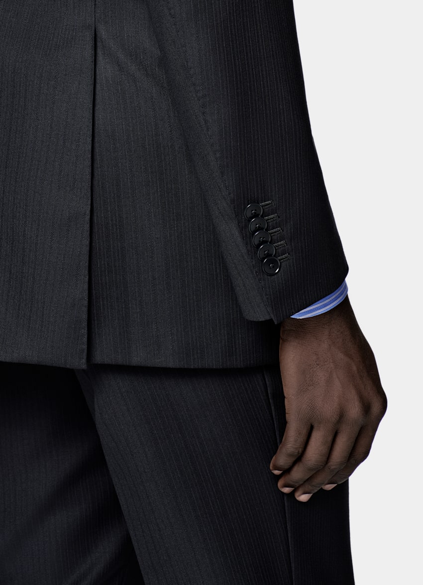 Navy Striped Tailored Fit Milano Suit