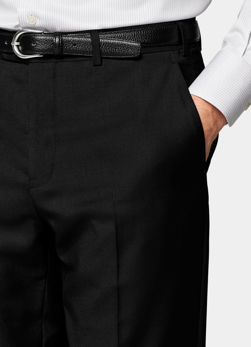 Black Slim Leg Straight Suit Pants