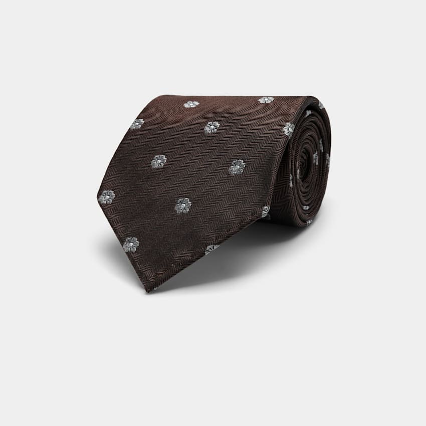 Brown Flower Tie