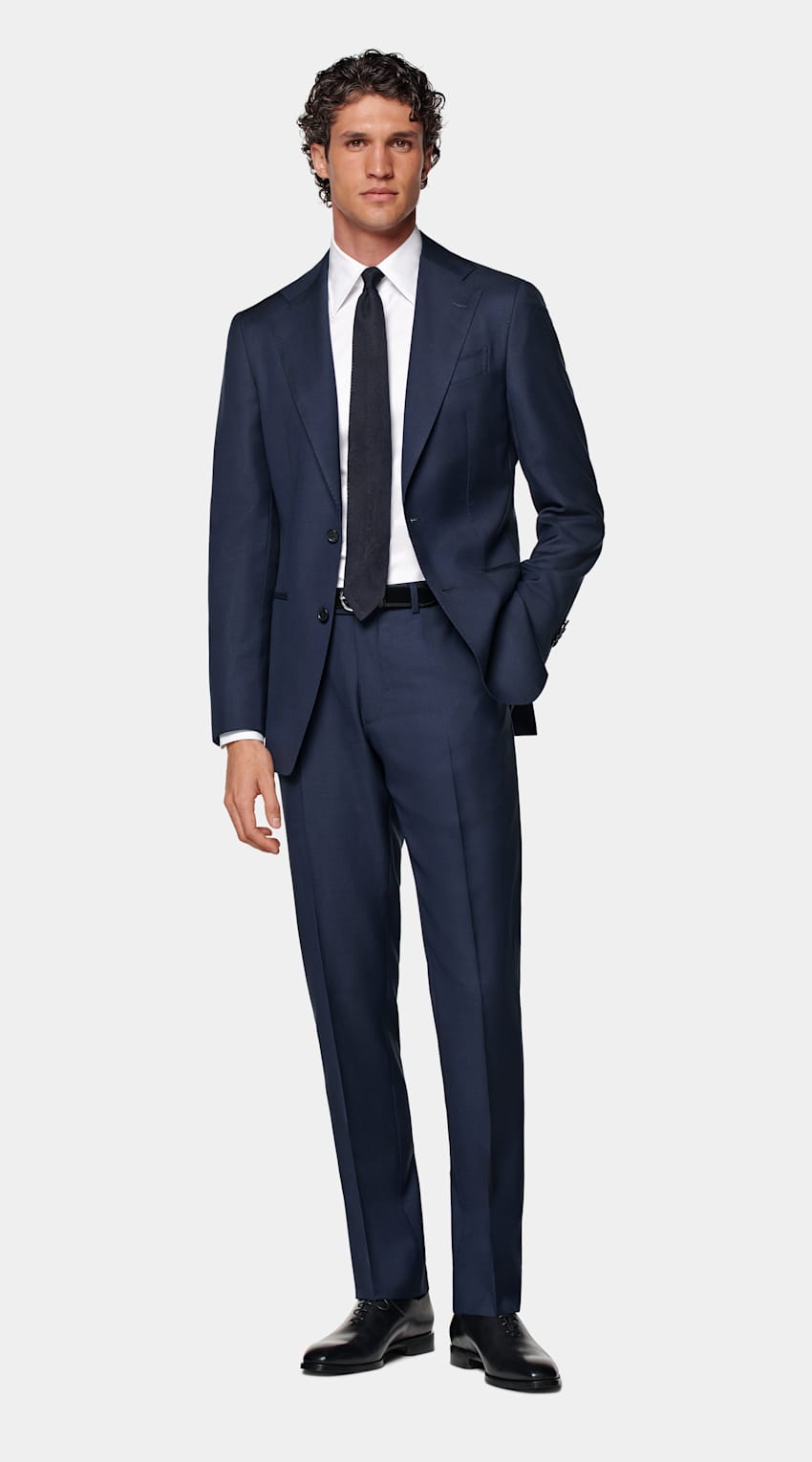 Mid Blue Checked Custom Made Suit