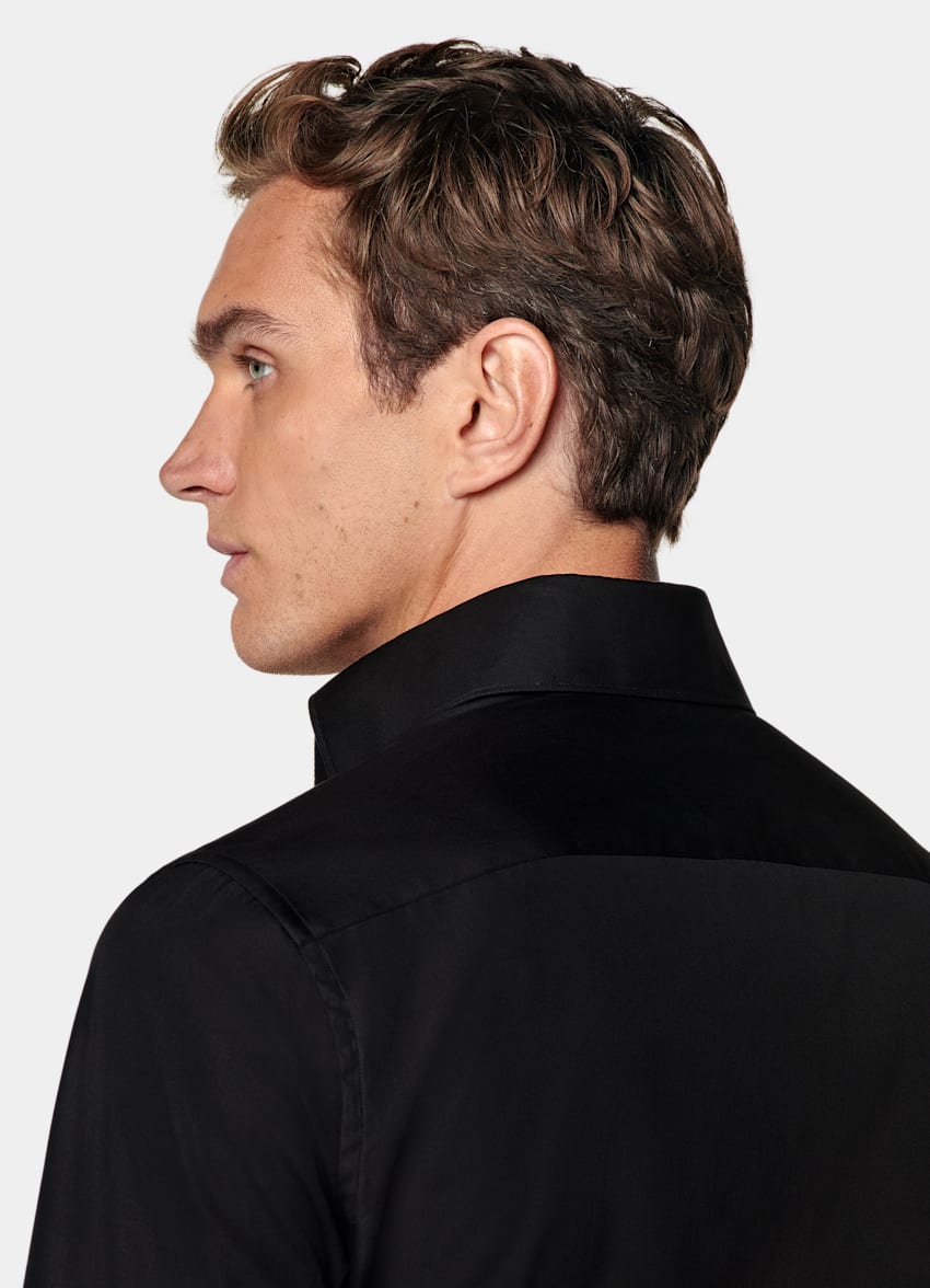 Black Poplin Tailored Fit Shirt