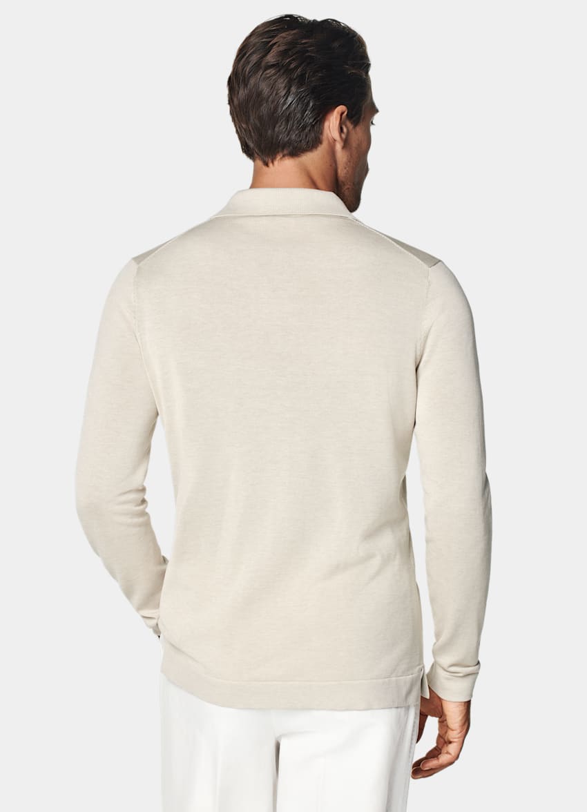 Sand Long Sleeve Polo Cardigan