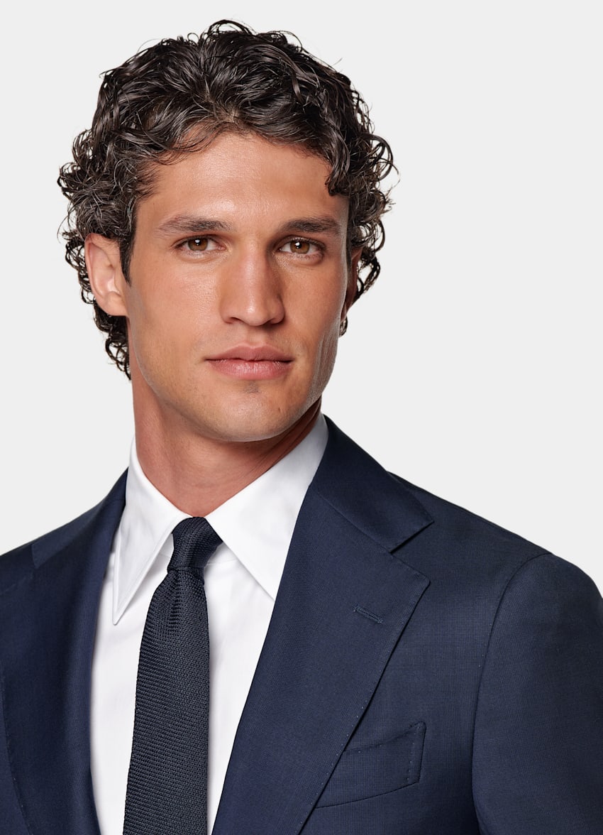 Mid Blue Checked Custom Made Suit