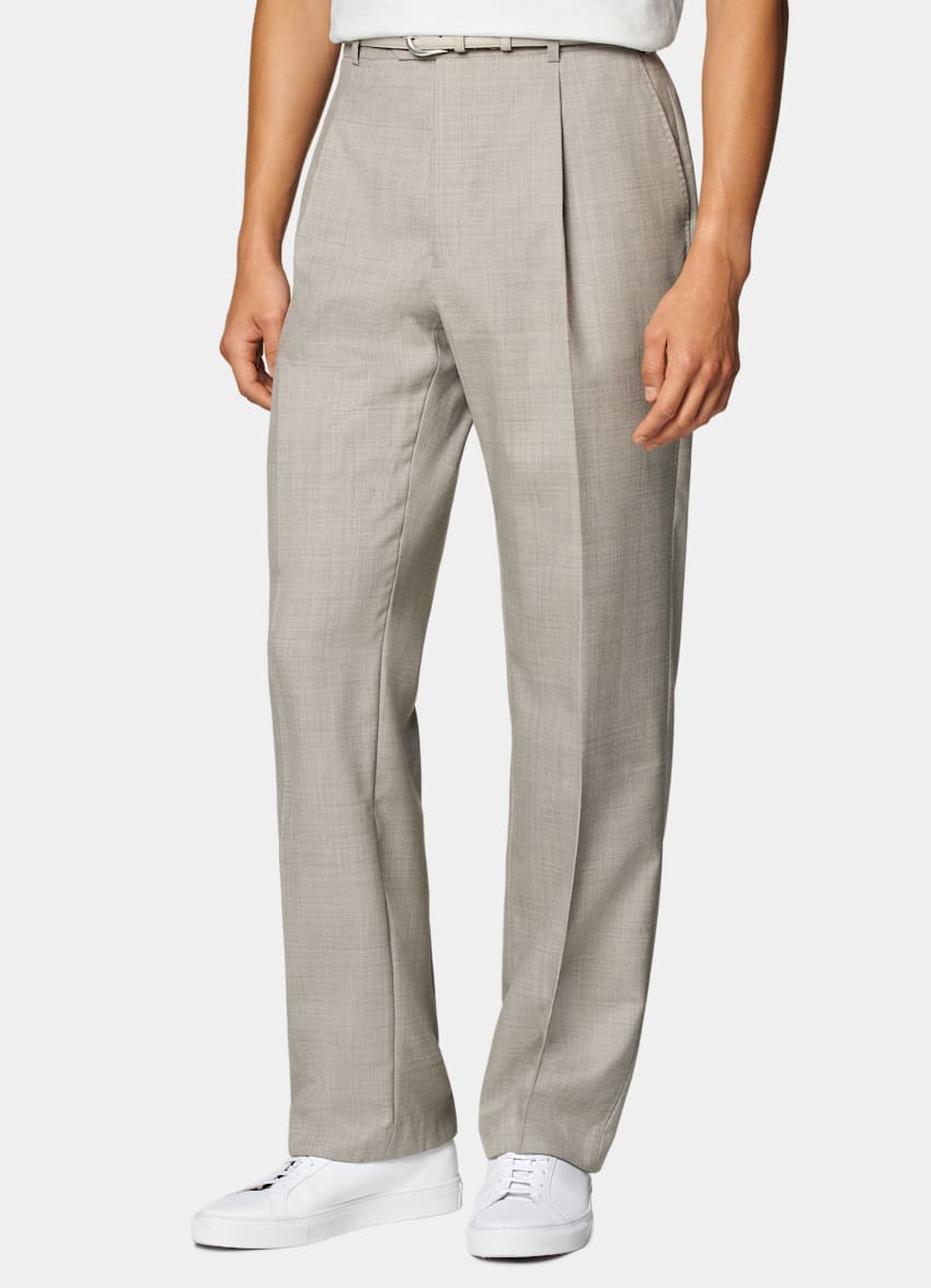 Light Taupe Wide Leg Straight Pants