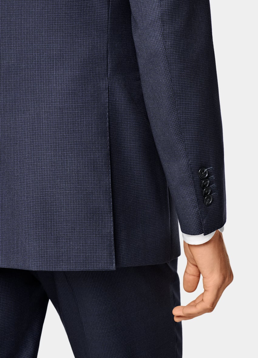 Navy Houndstooth Tailored Fit Havana Suit
