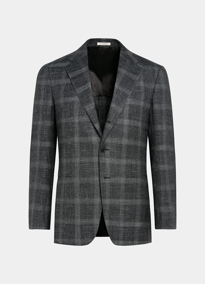 Grey Checked Tailored Fit Havana Blazer