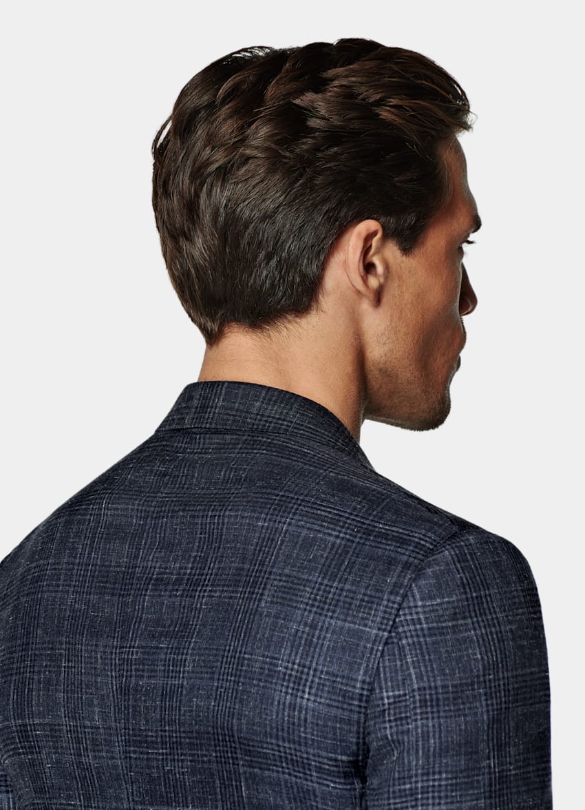 Navy Checked Tailored Fit Havana Blazer