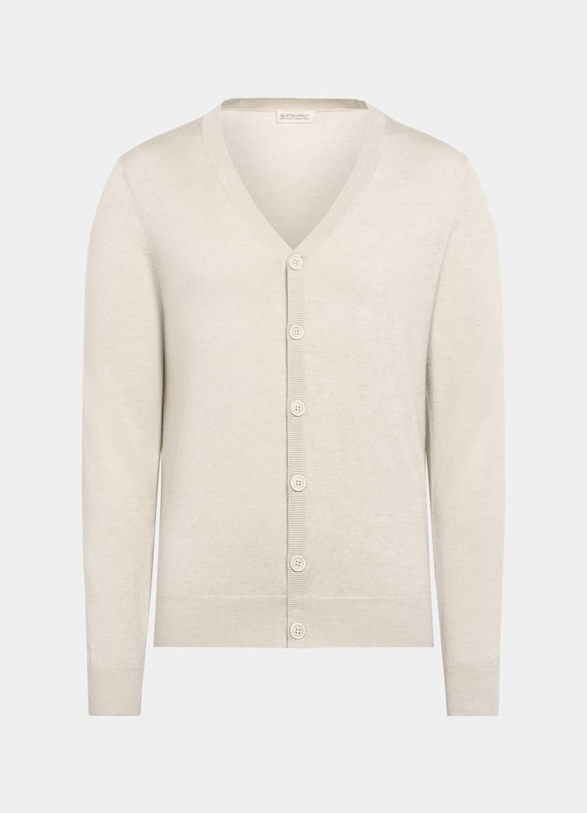 Sand V-Neck Cardigan