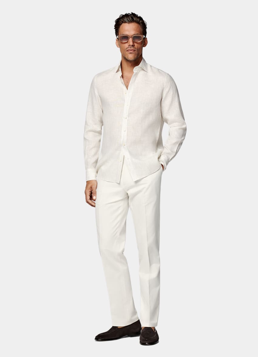 Light Brown Striped Slim Fit Shirt