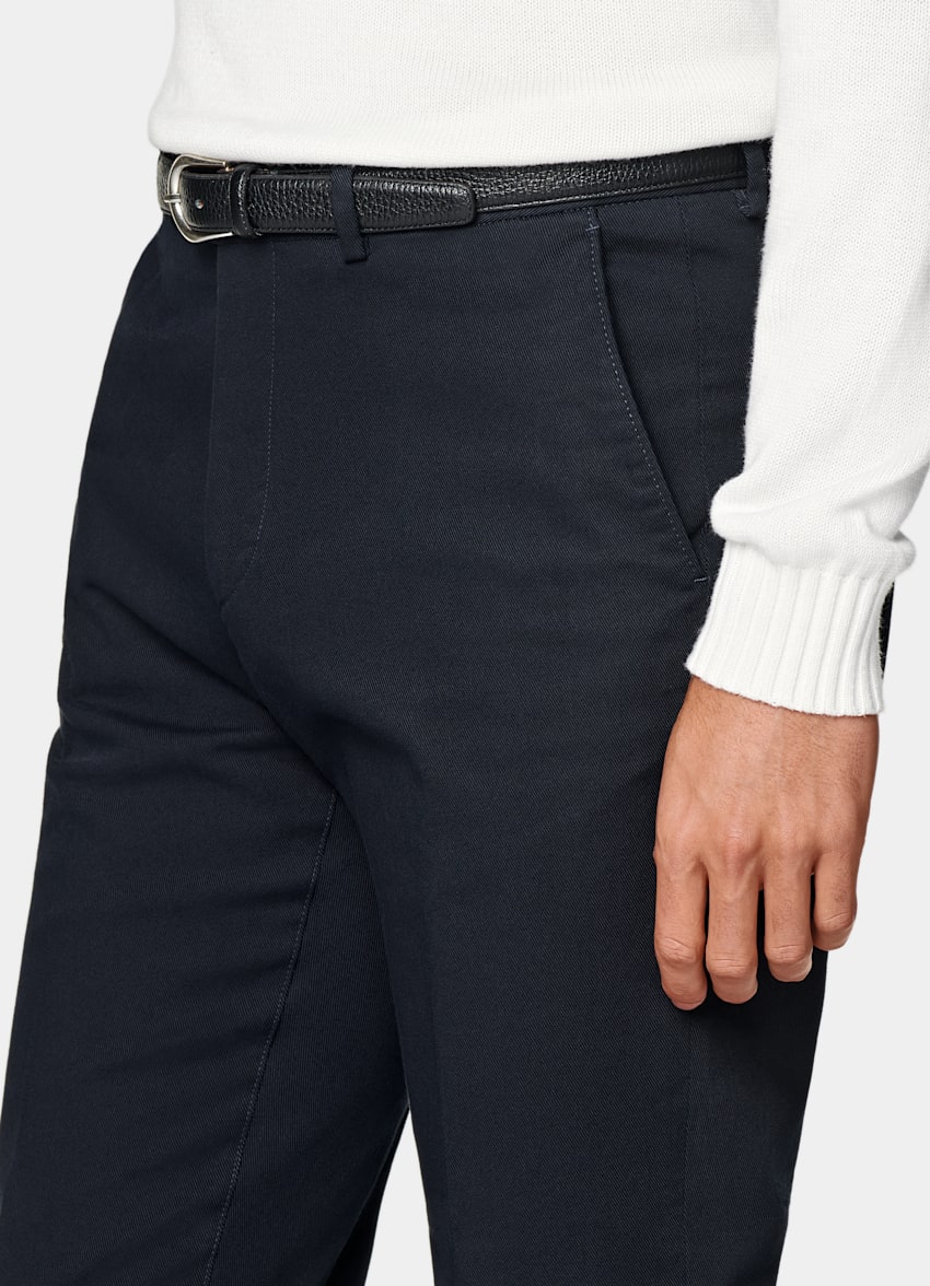 Navy Slim Leg Straight Chinos