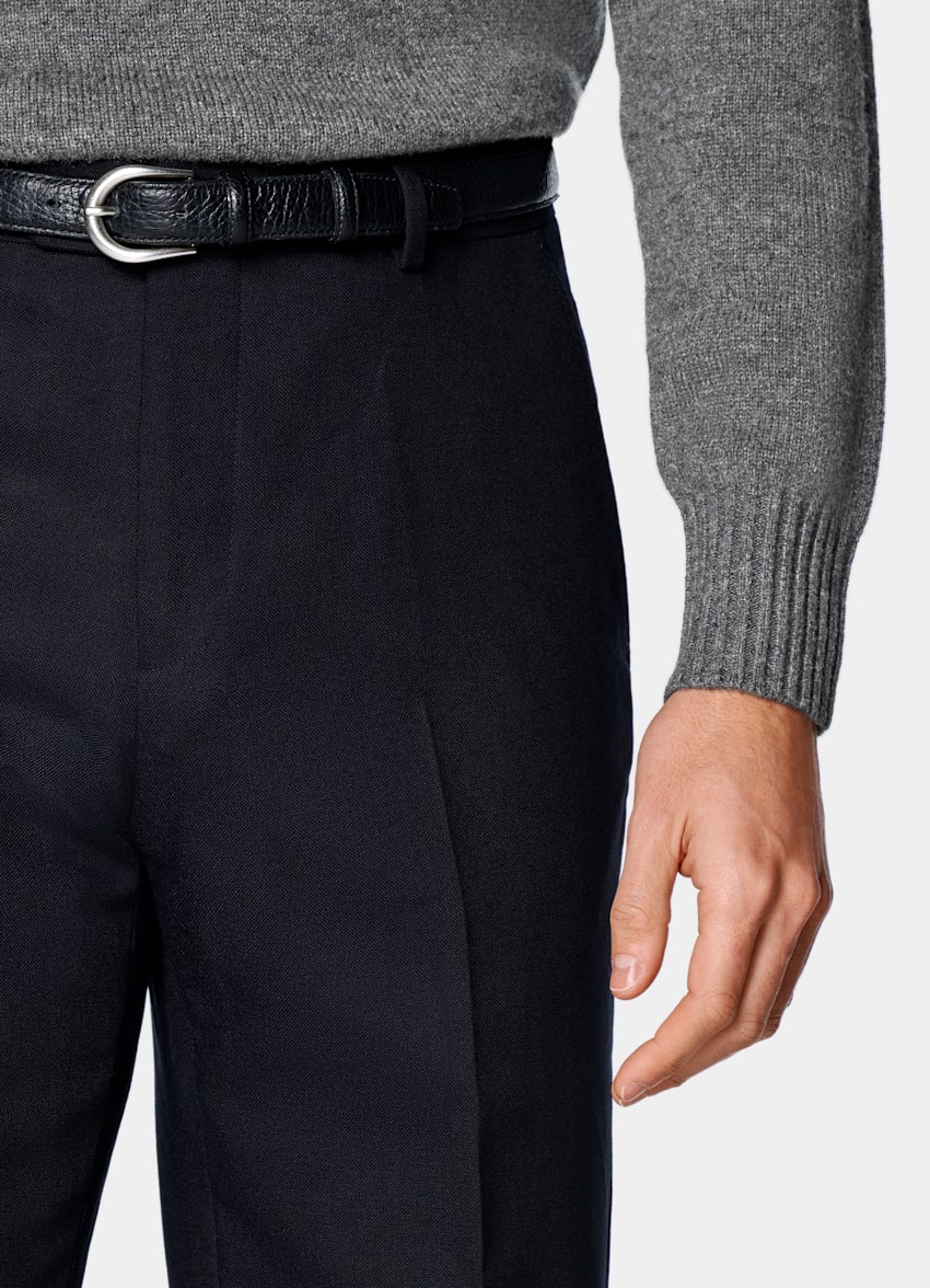 Navy Straight Leg Suit Trousers