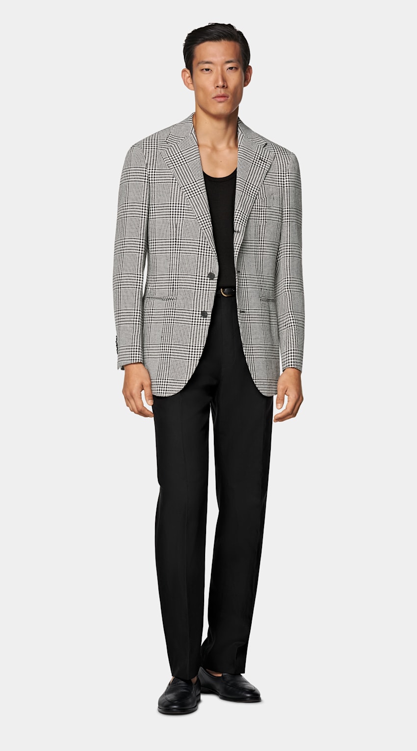 Black Checked Relaxed Fit Roma Blazer
