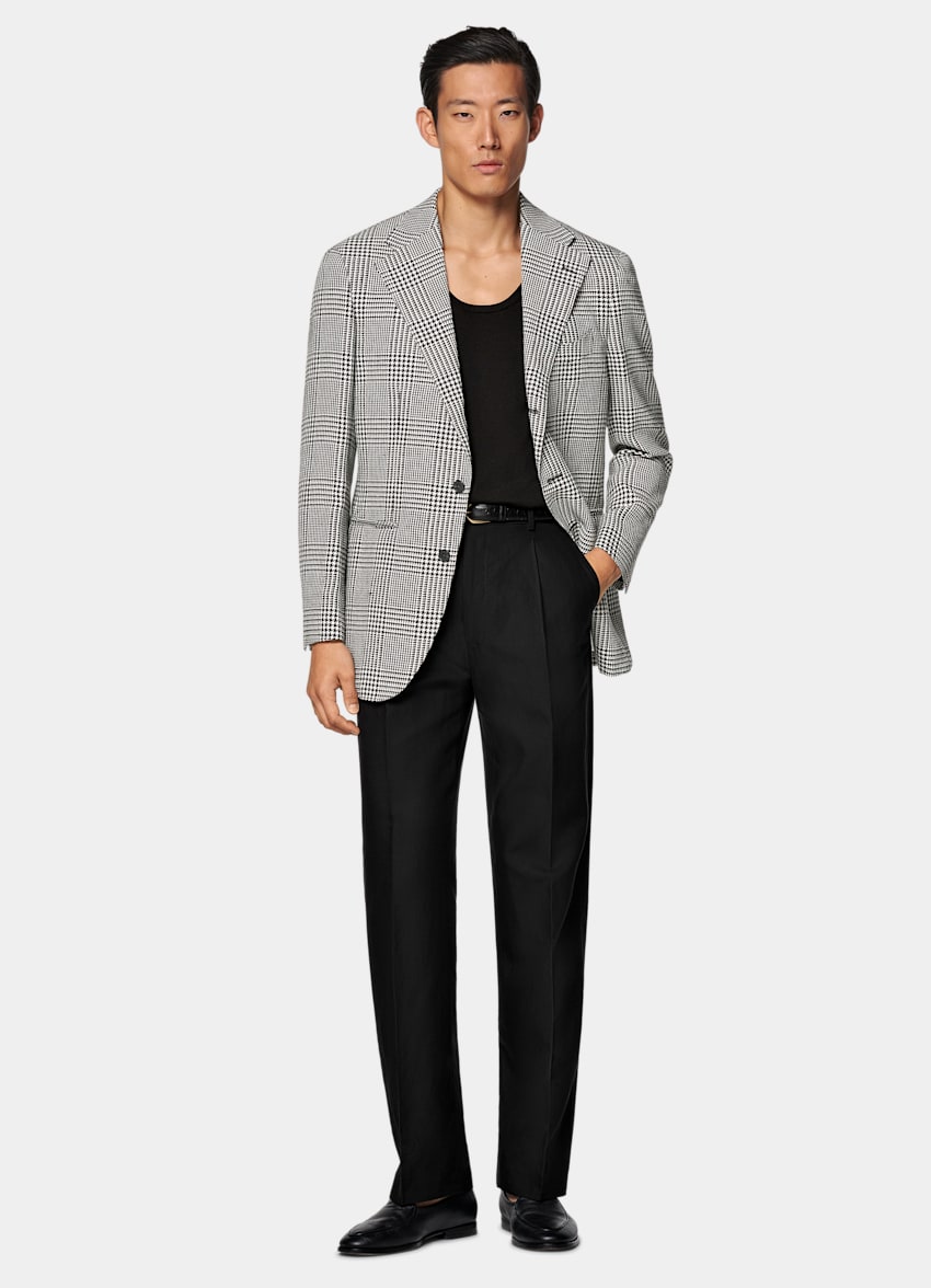 Black Checked Relaxed Fit Roma Blazer
