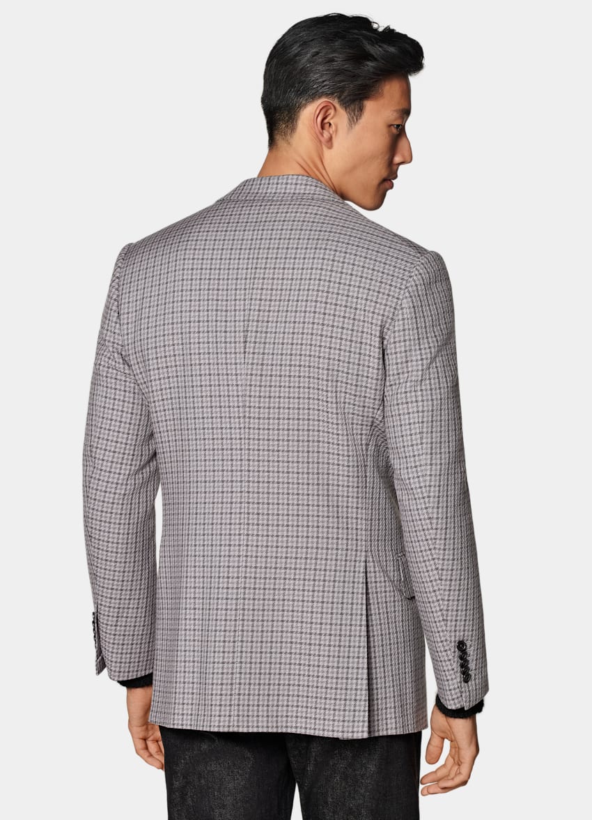 Taupe Checked Tailored Fit Milano Blazer