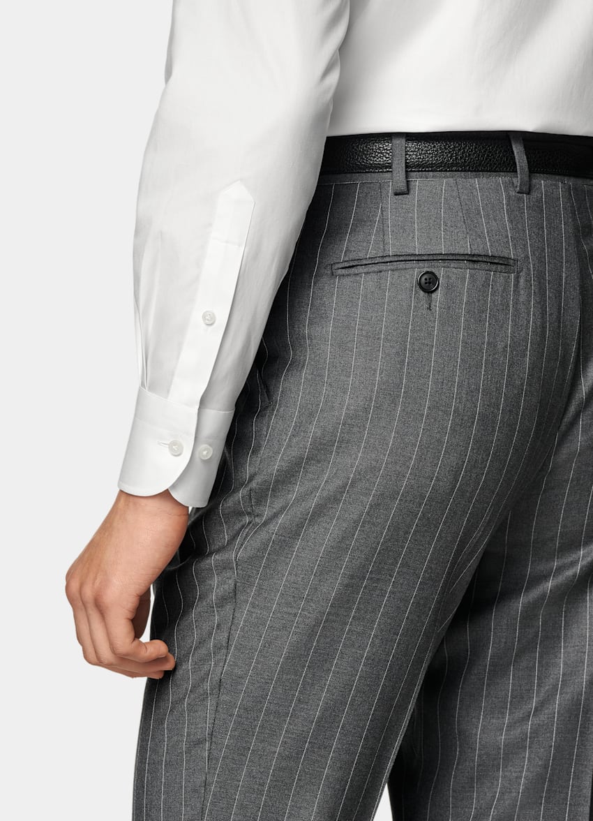 Mid Grey Striped Custom Made Suit