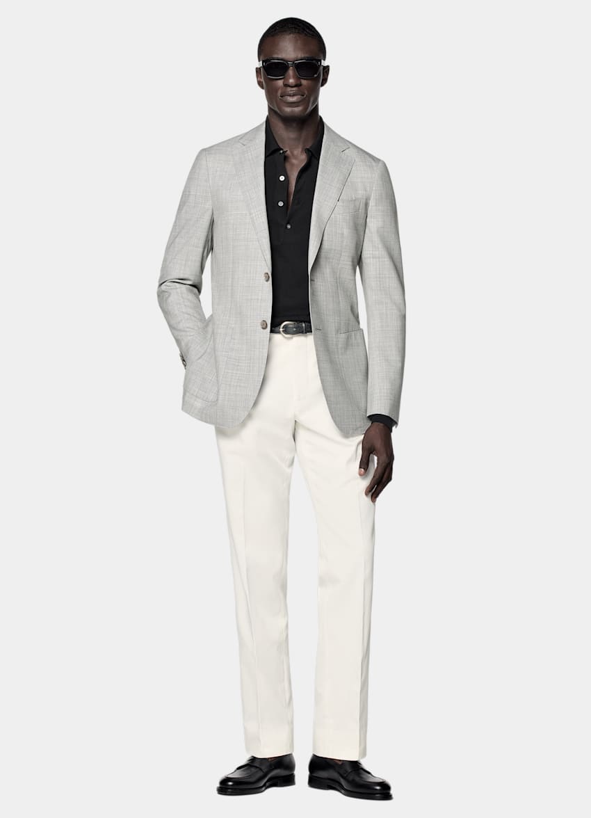 Light Grey Tailored Fit Havana Suit Jacket