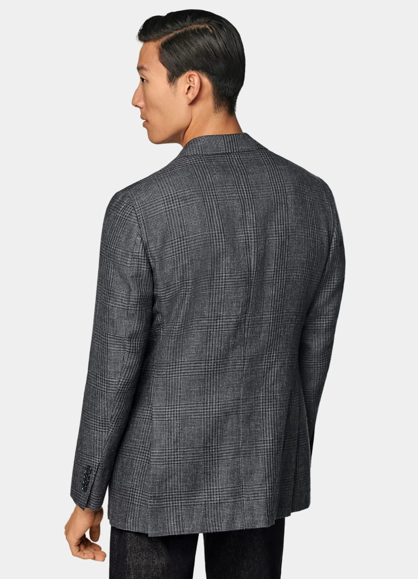 Dark Grey Checked Tailored Fit Havana Blazer