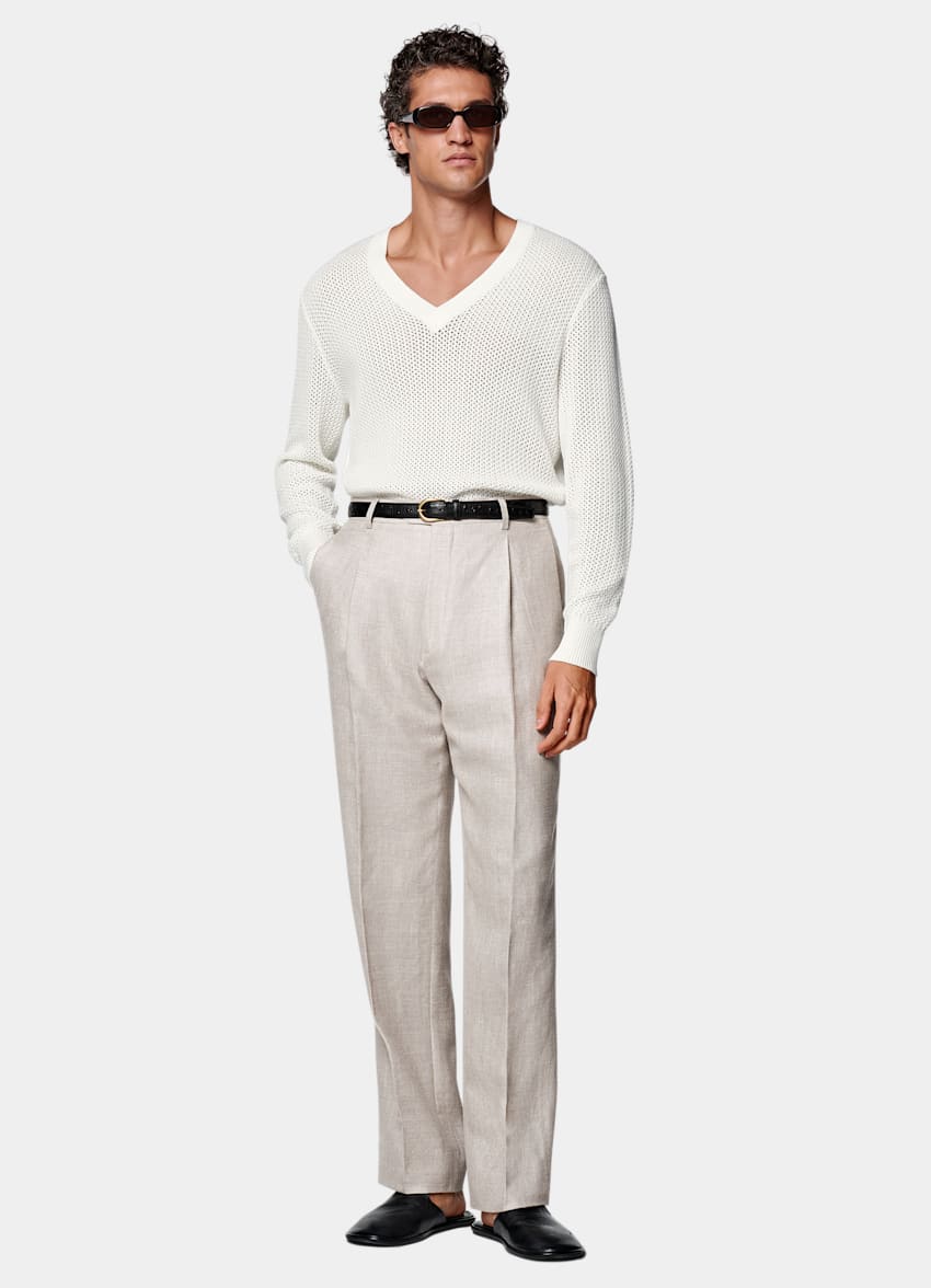 Off-White Crochet V-Neck