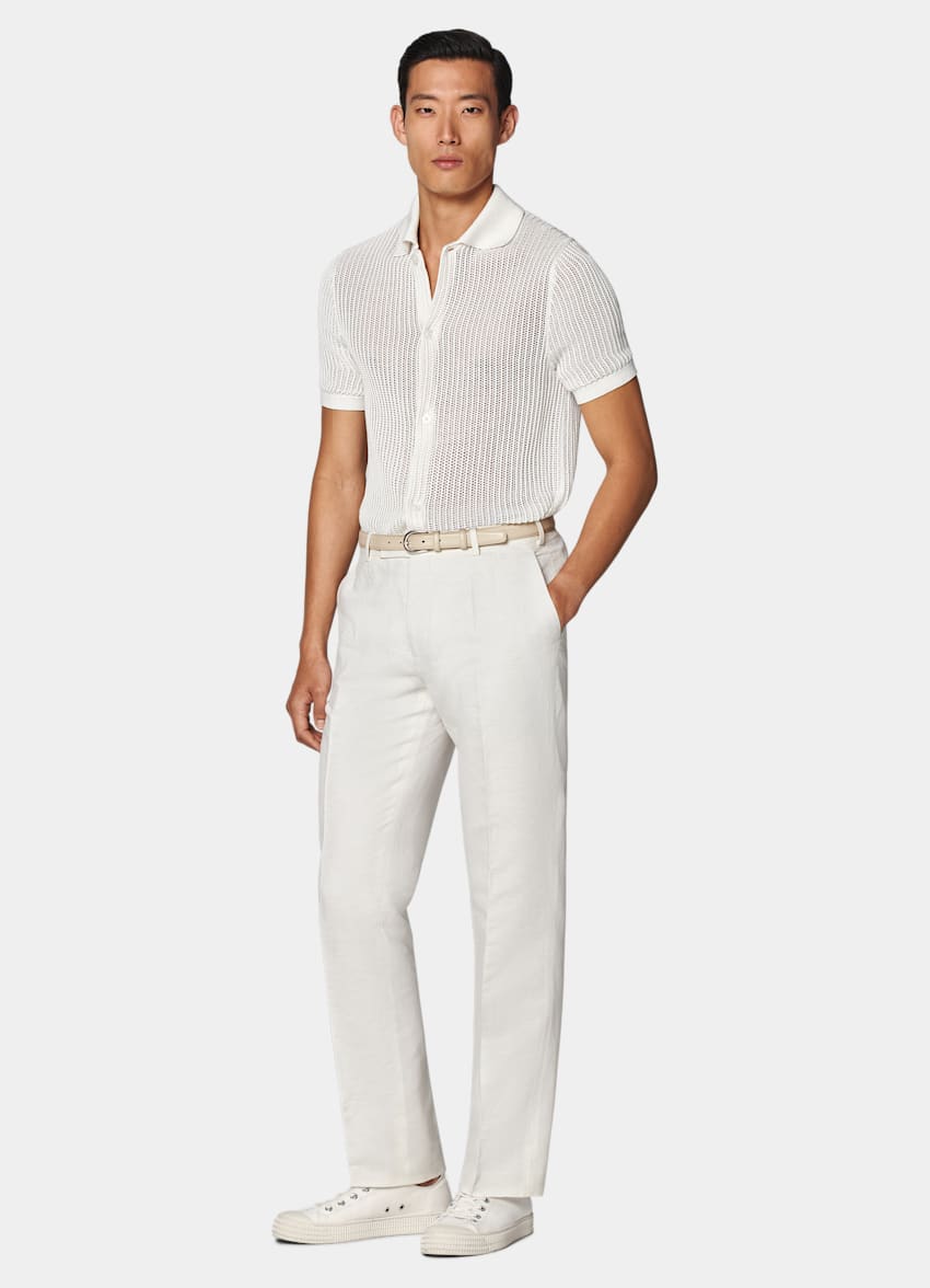 Off-White Crochet Polo Cardigan