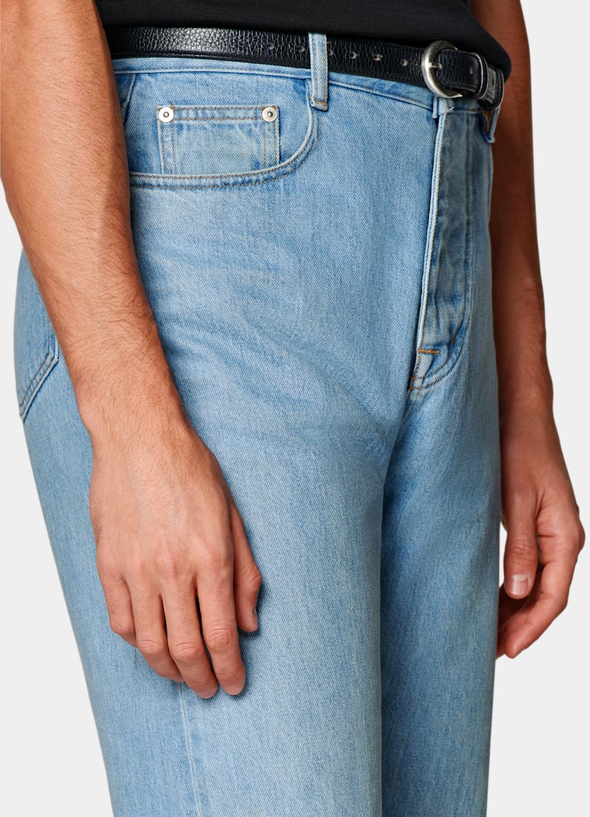 Light Blue Straight Leg Jeans