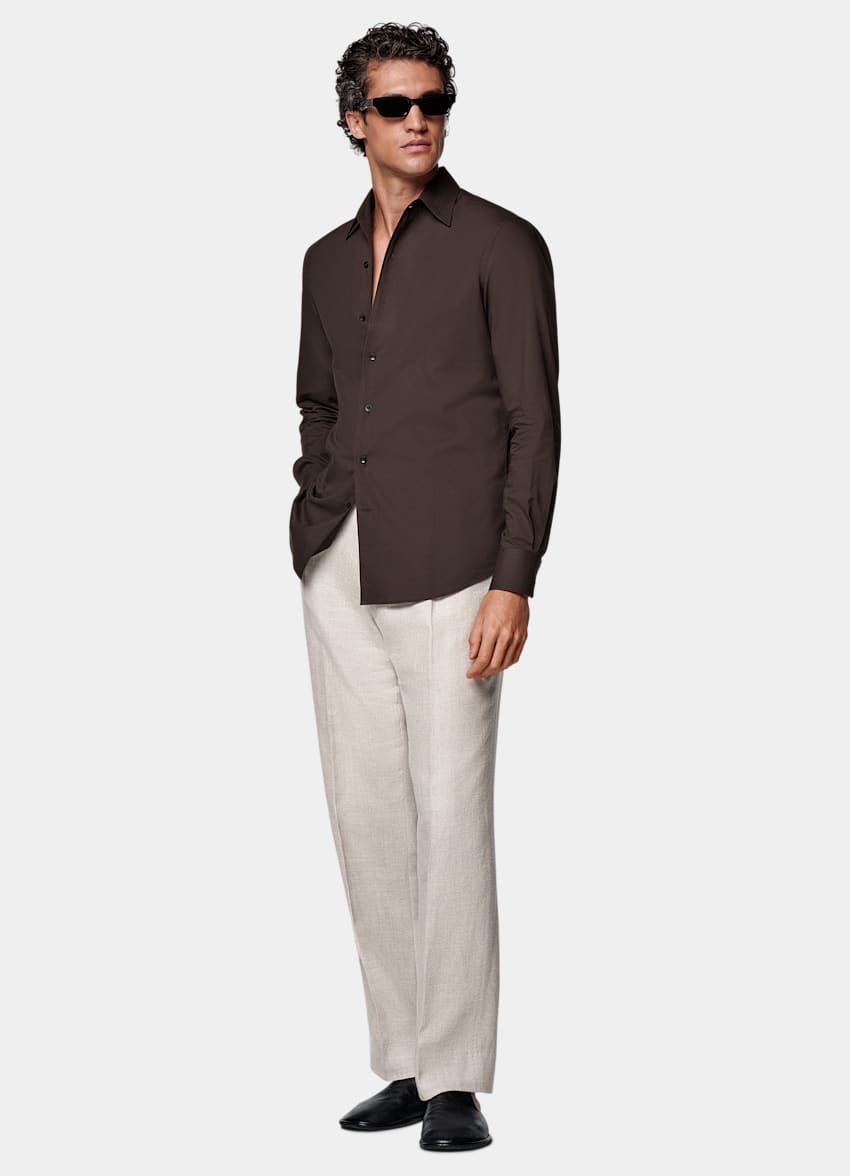 Brown Tailored Fit Shirt