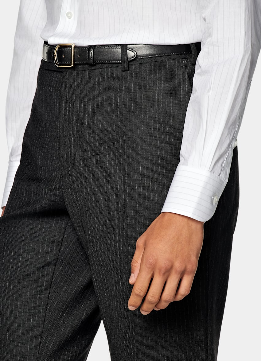 Black Striped Tailored Fit Milano Suit