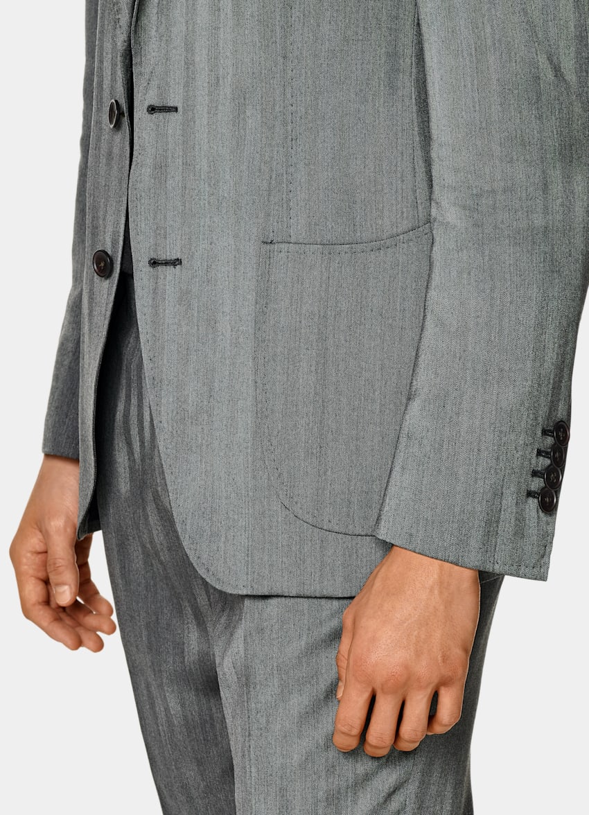 Mid Grey Herringbone Perennial Tailored Fit Havana Suit