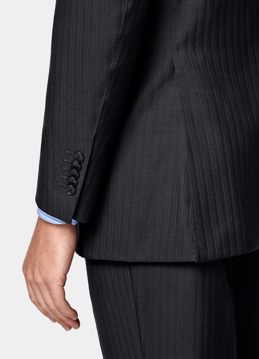 Navy Striped Tailored Fit Milano Suit