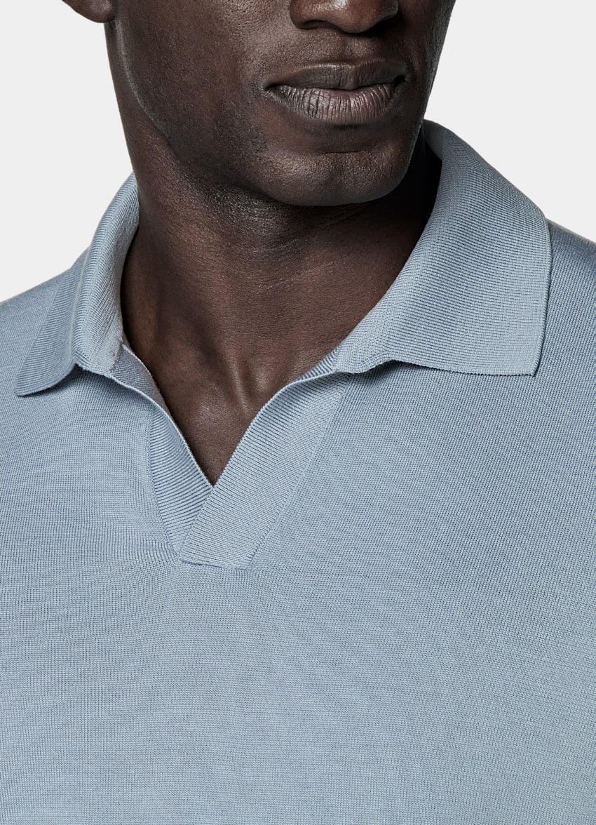 Light Blue Buttonless Polo