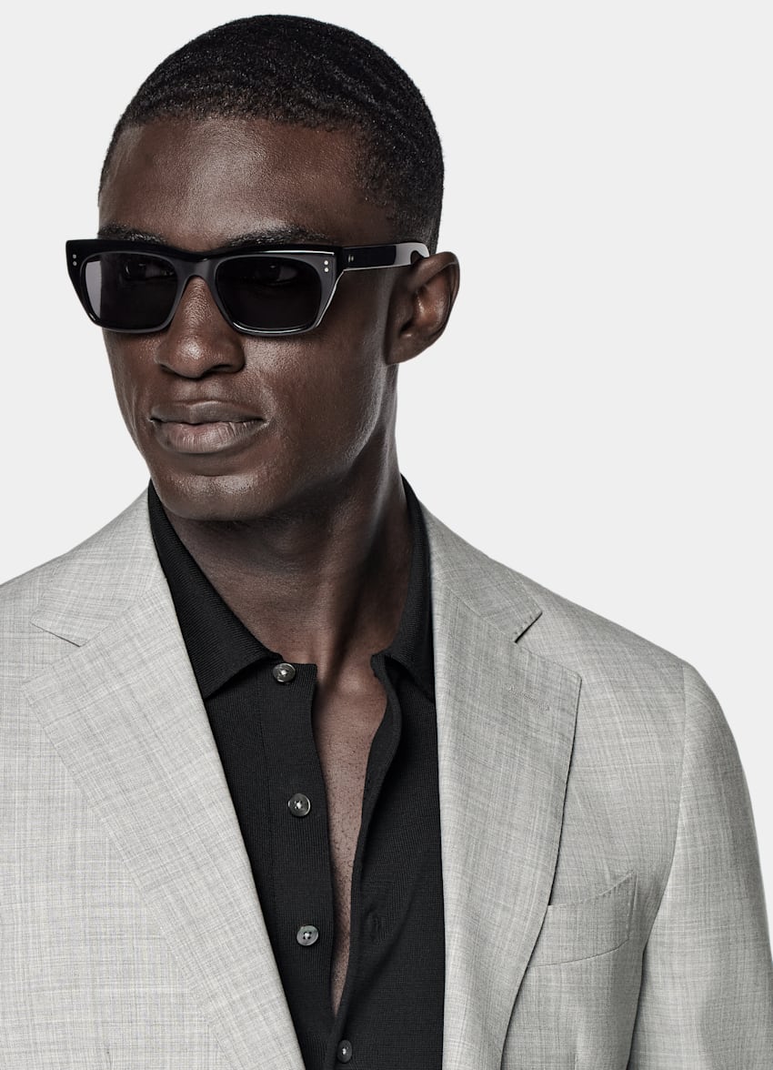 Light Grey Tailored Fit Havana Suit Jacket