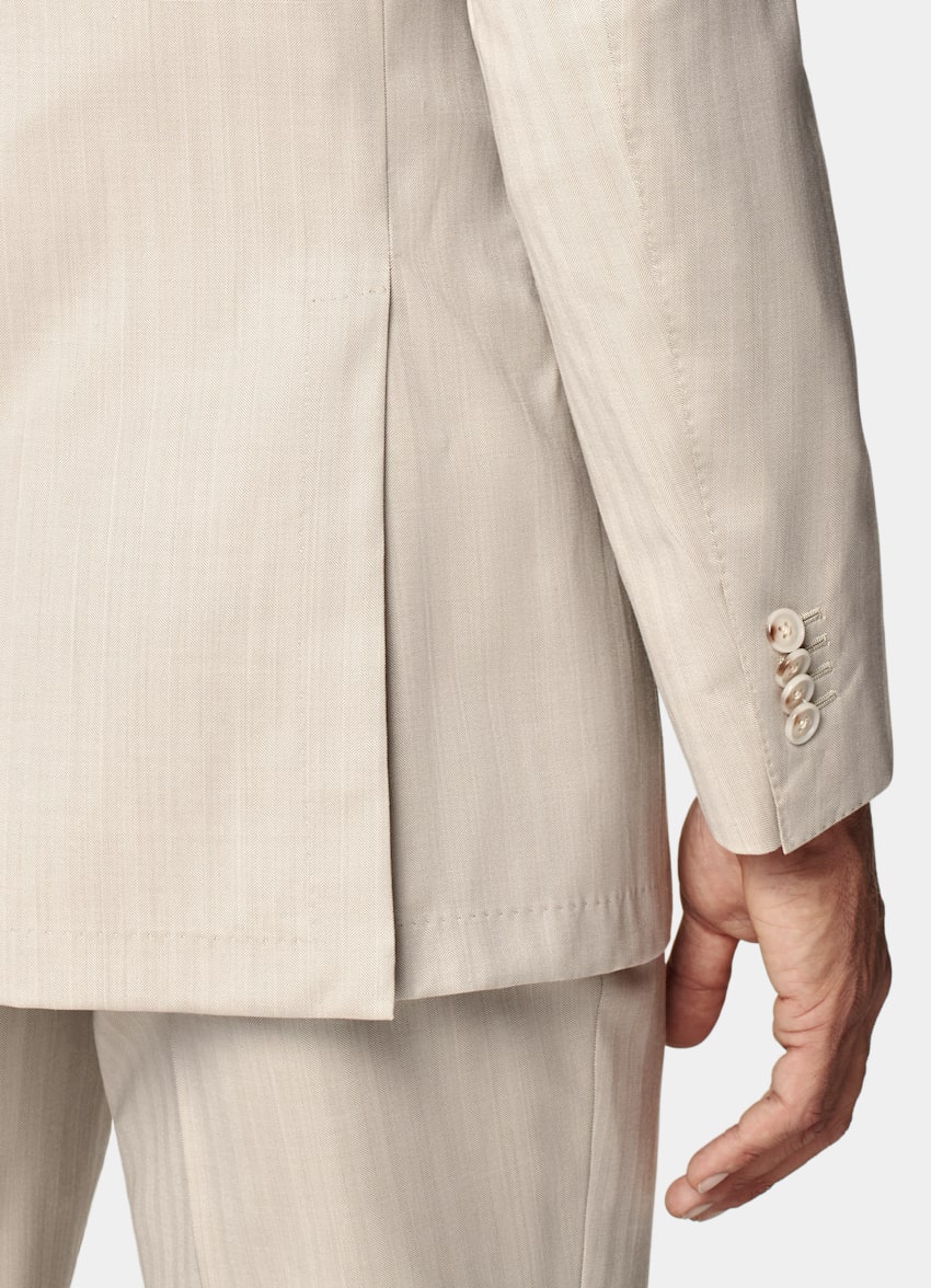 Sand Herringbone Perennial Tailored Fit Havana Suit