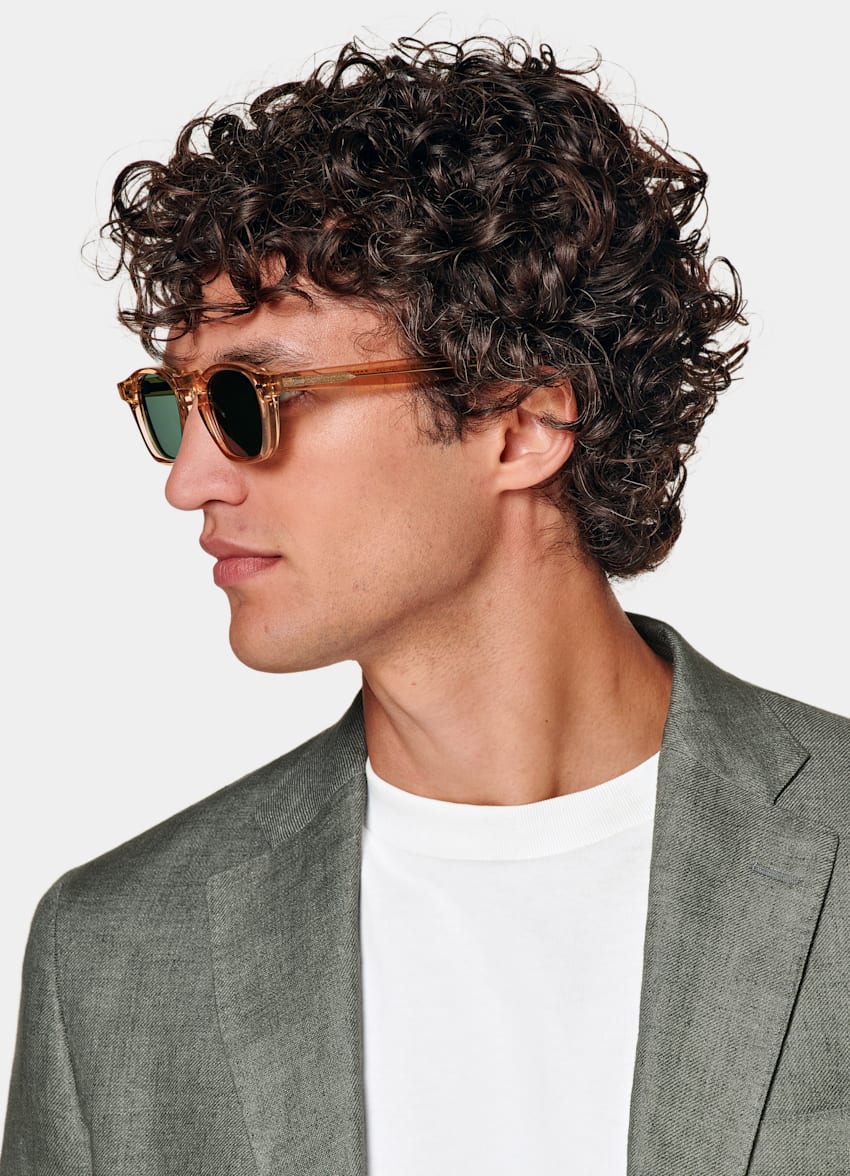 Mid Green Tailored Fit Havana Suit Jacket