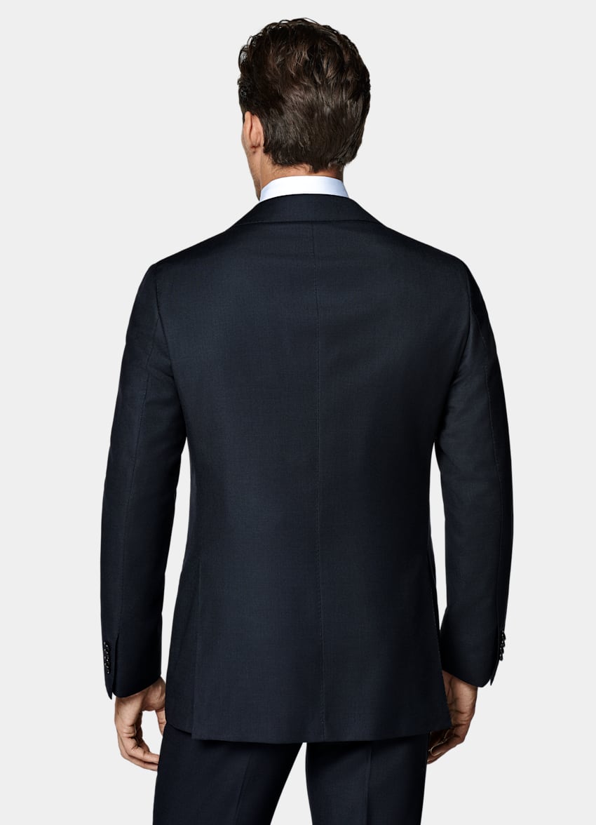 Navy Bird's Eye Tailored Fit Havana Suit Jacket