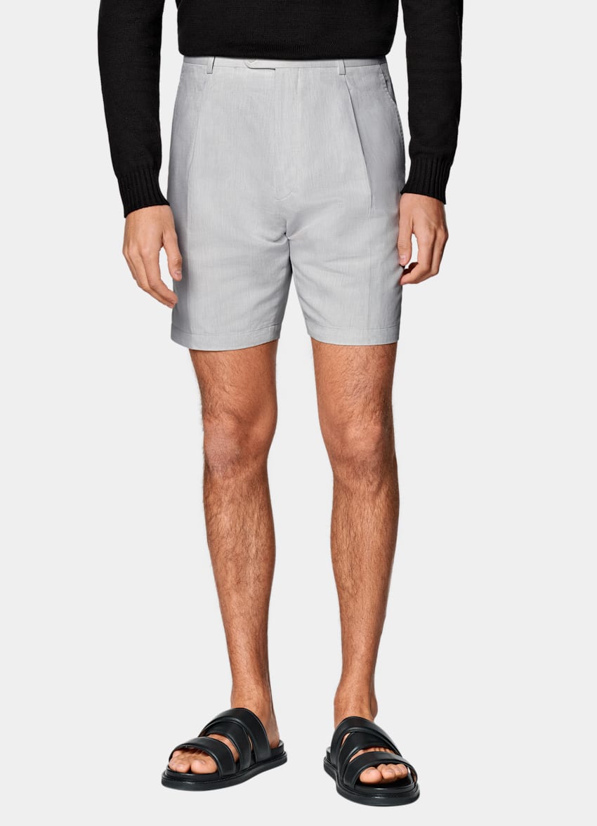Light Grey Straight Leg Shorts