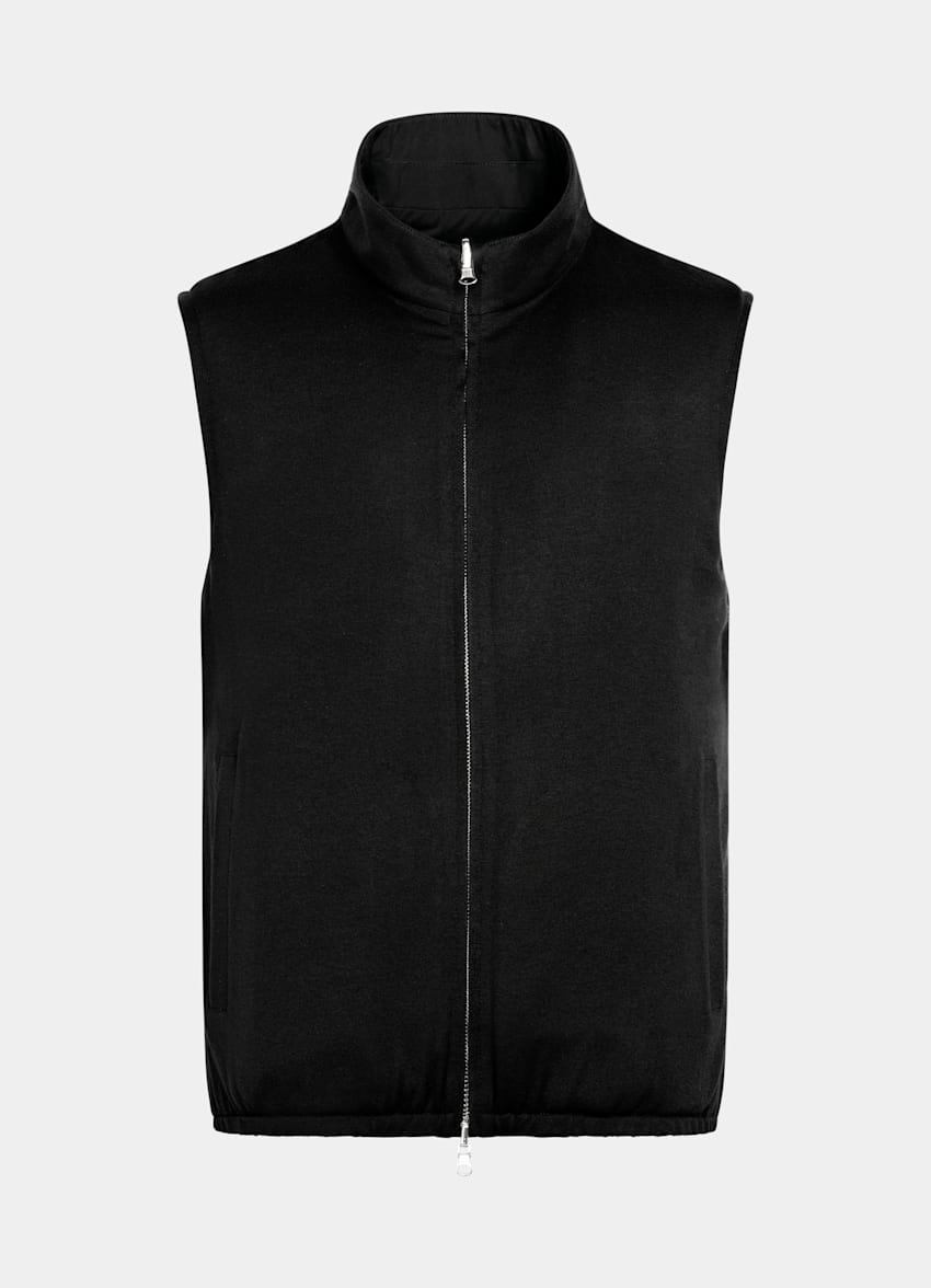 Black Reversible Light Padded Zip Vest