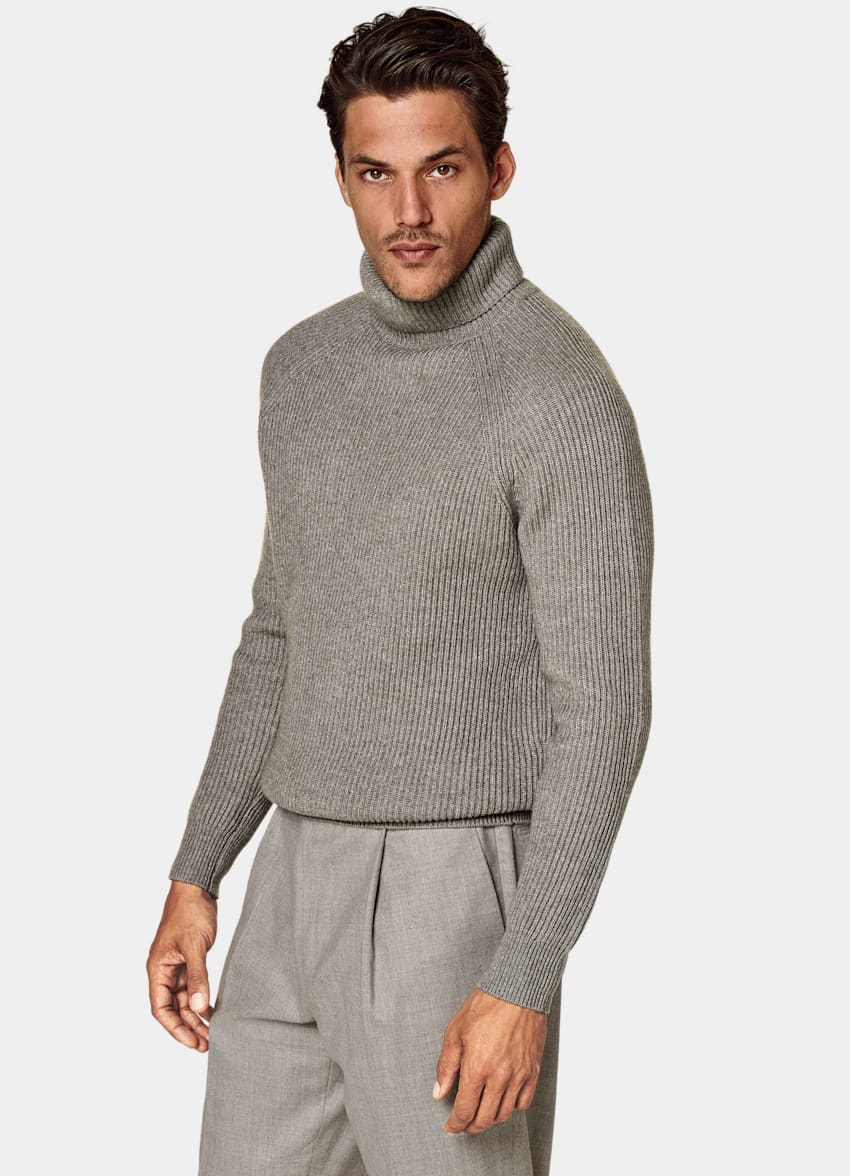 Taupe Ribbed Turtleneck