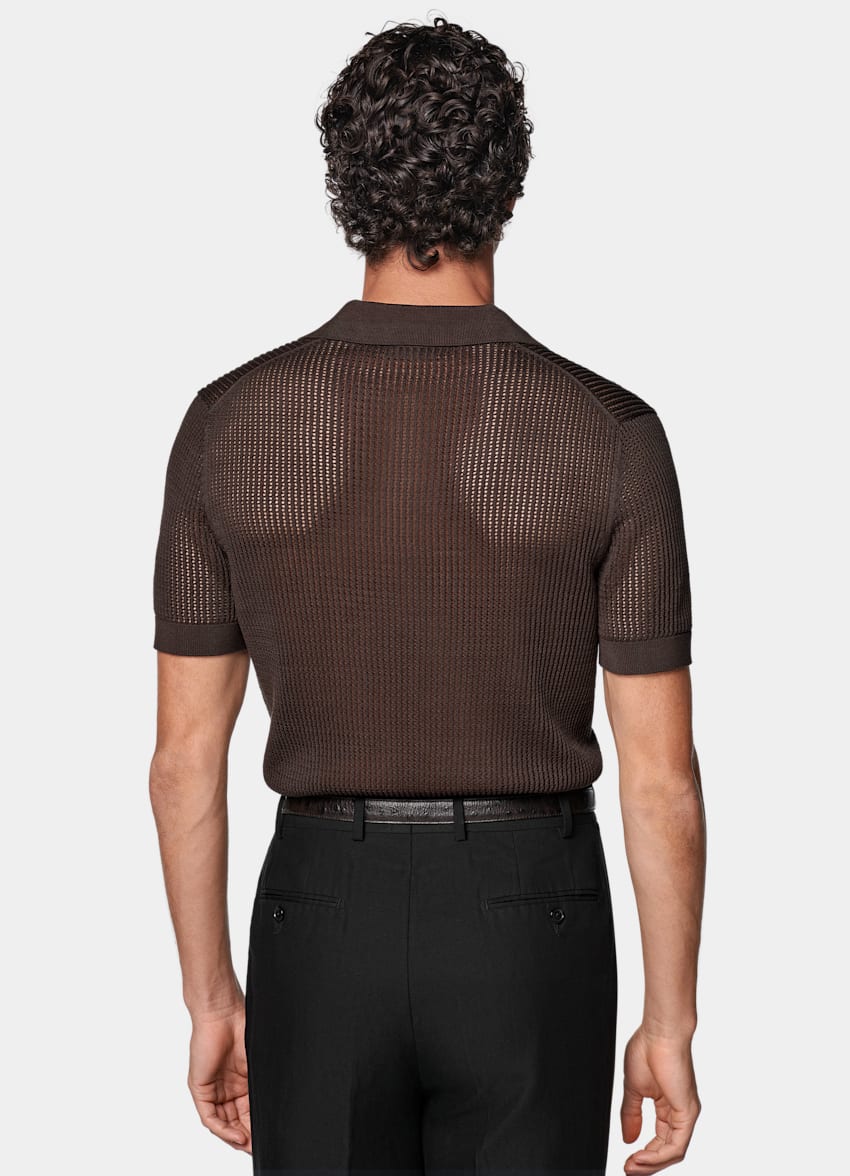 Mid Brown Crochet Polo